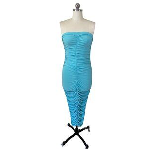 Obsessed Boutique Y2K Mermaid Bodycon Maxi Dress Womens Large Blue Sleeveless
